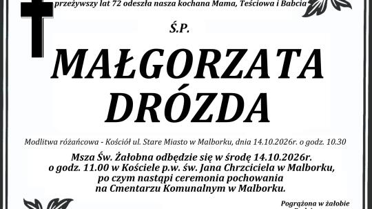 Zmarła Małgorzata Drózda. Miała 72 lata