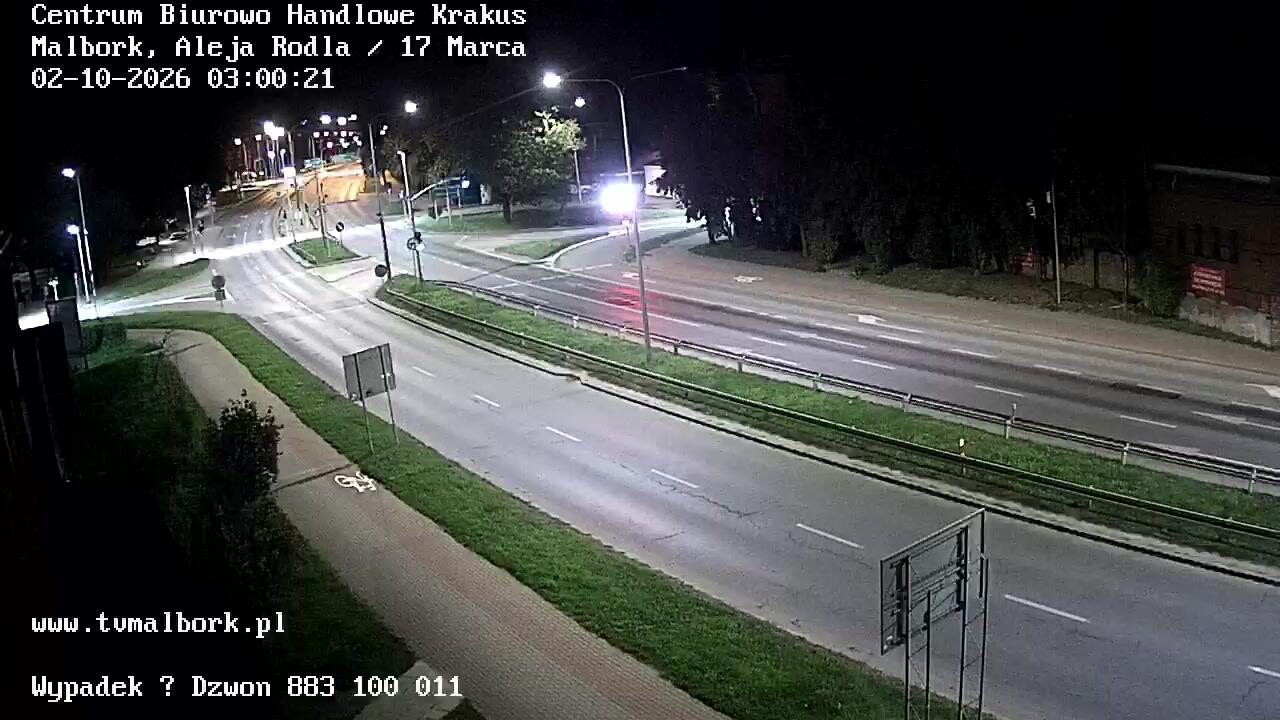 Podgląd: Centrum Biurowo Handlowe Krakus - Malbork, Aleja Rodła / 17 Marca. Kamera na żywo. DK 22 #RedLight #malbork #dk22