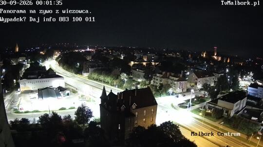 Podgląd: Malbork. Panorama na żywo z wieżowca. Kamery on-line 24/7 - TV Malbork